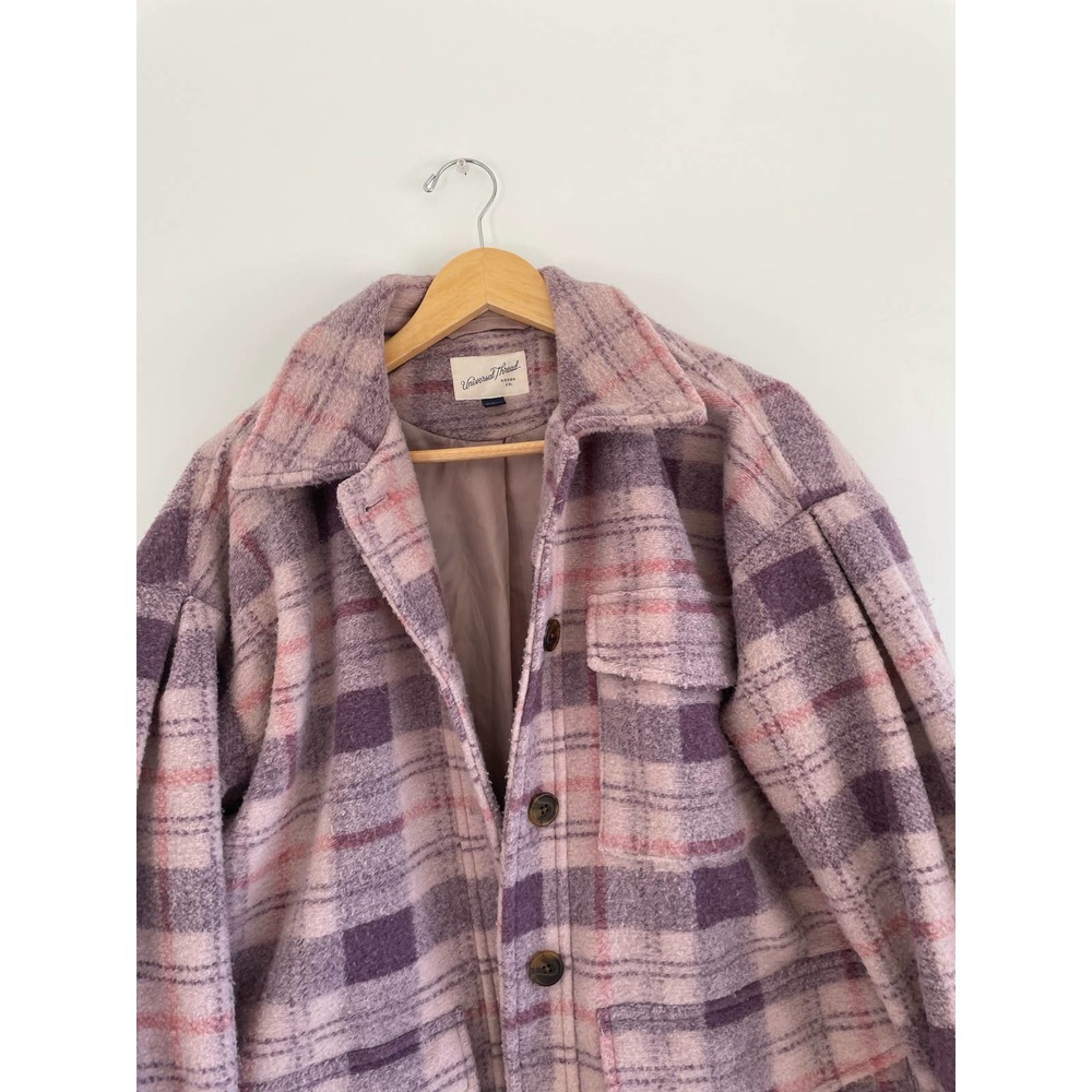 Universal Threads Oversized Purple Plaid Button U… - image 5